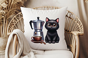 Cat Silhouette Love Coffee Clipart, an Illustration by Libby Wishes (Thumbnail 11 of 12)