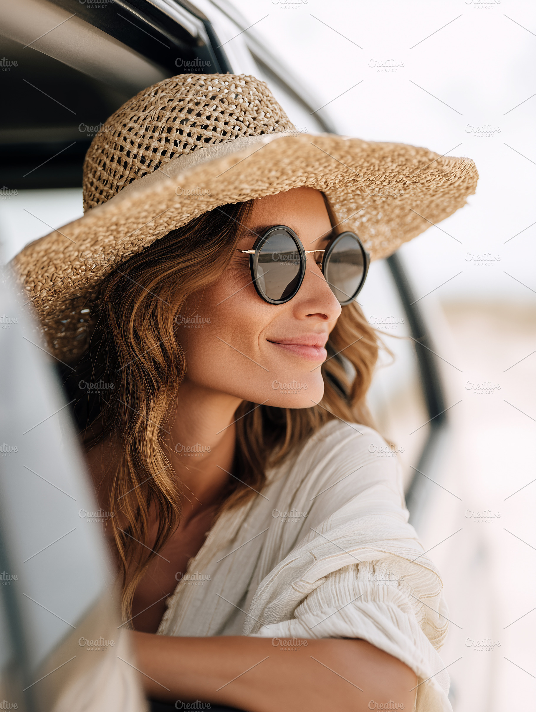 Stylish woman in a straw hat, a Person Photo by MistyDay