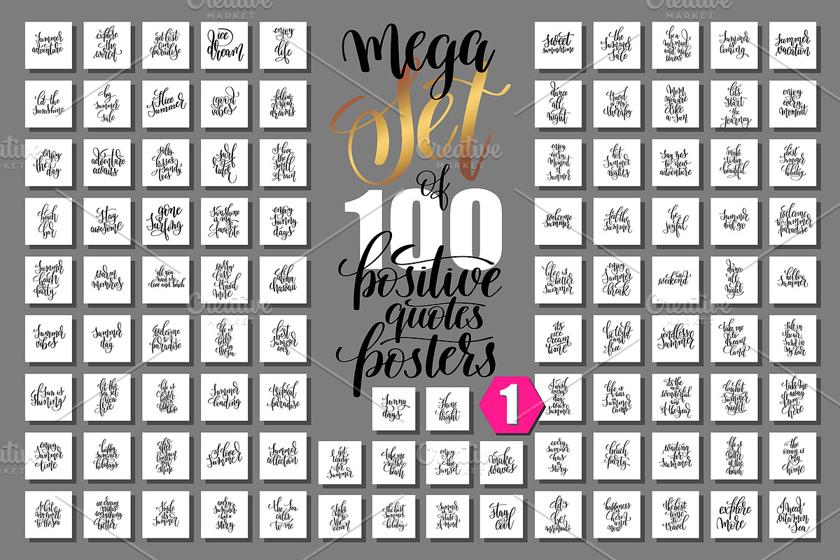 1000+200 POSITIVE QUOTES POSTERS, a Flyer Template by karakotsya (Photo 2 of 14)