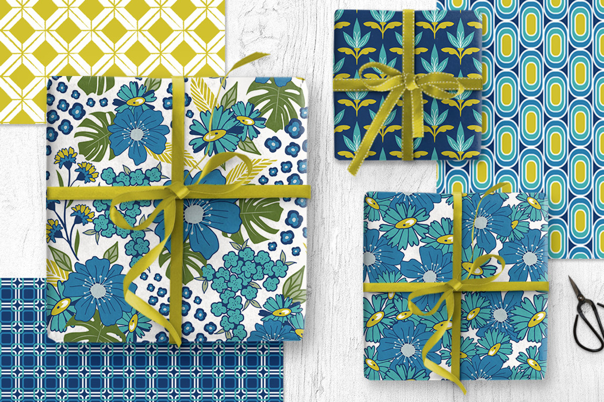 Vintage Blues Floral Patterns, a Pattern Graphic by Wild Twig Co (Photo 3 of 10)