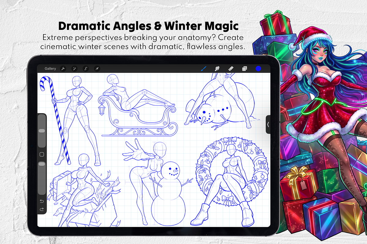 Xmas Babe Procreate Stamps, a Brush Add-On by Selentaori Studio (Photo 6 of 12)