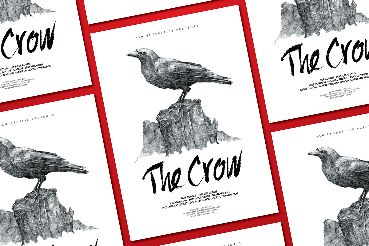Crow Classic Hand Drawn Horror Flyer, a Flyer Template by ashenterprise (Photo 2 of 2)
