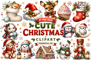 cute christmas clipart, a Seasonal Illustration by CreationArt