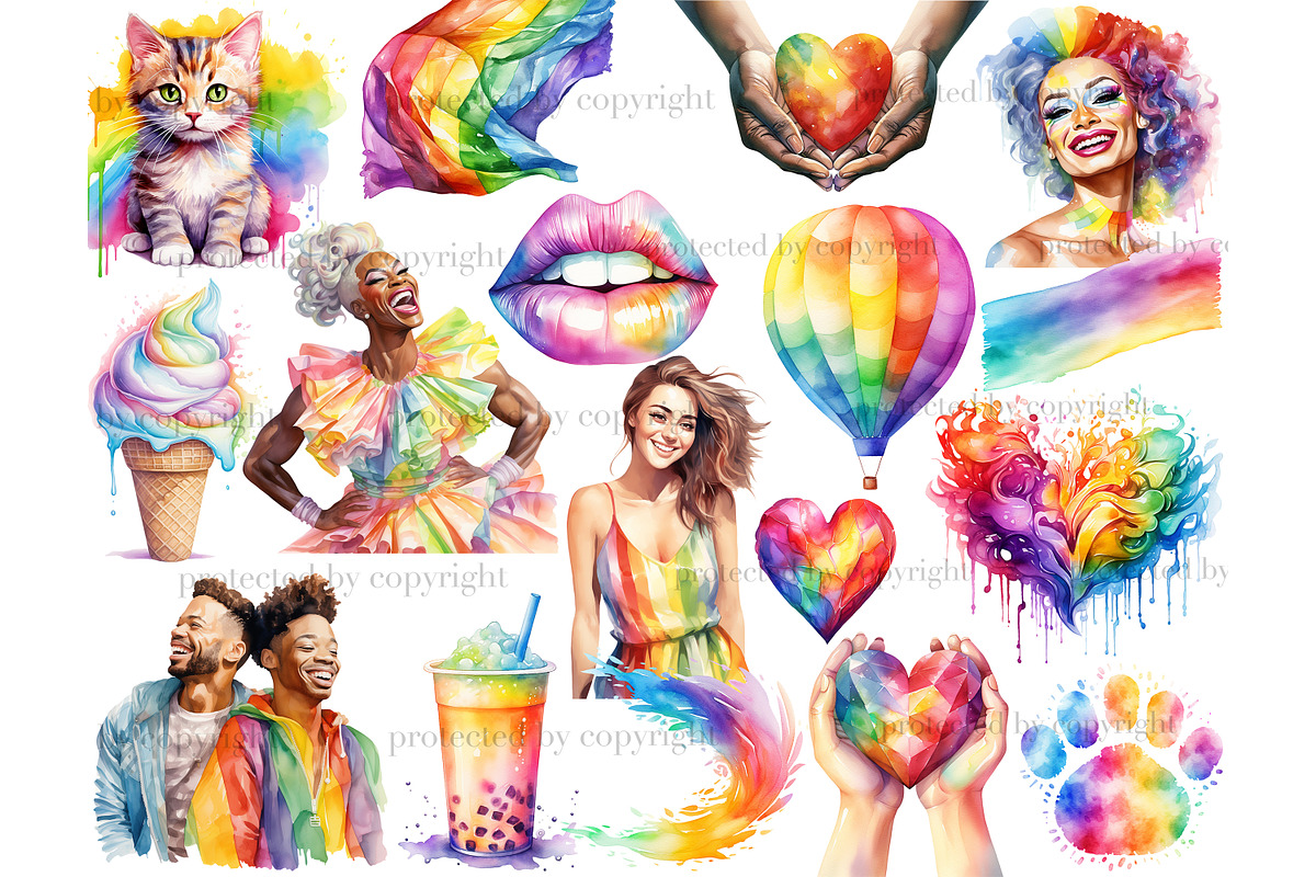 Pride Clipart Bundle | LGBTQ, a Seasonal Illustration by GlamArtZhanna (Photo 4 of 6)