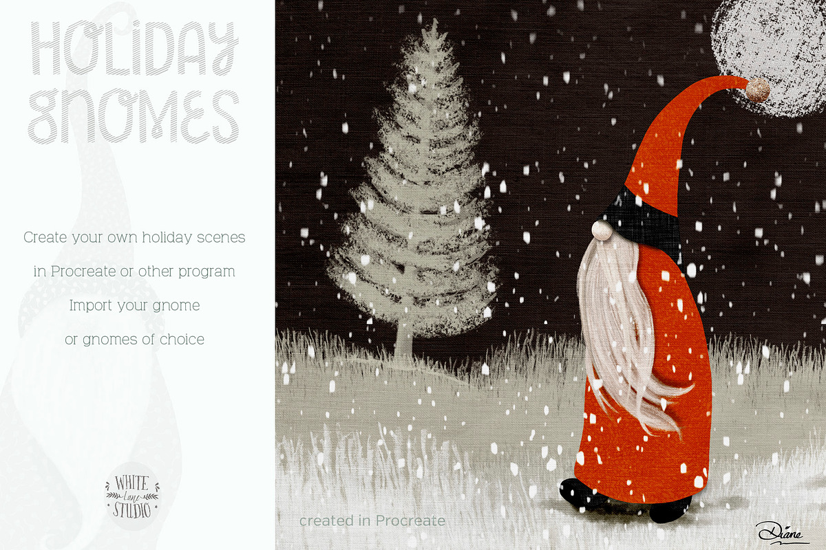 Holiday Gnome Illustrations Set, a Decorative Illustration by White Lane Studio (Photo 5 of 11)