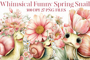 Whimsical Funny Spring Snail Clipart, an Illustration by Designworld (Thumbnail 1 of 8)