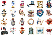 Vintage Alice in Wonderland Clipart, an Illustration by Sublimation Artist (Thumbnail 2 of 6)