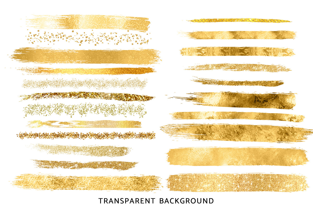 Gold Glitter Brush Strokes Clipart, a Texture Graphic by Nifty Template Studio (Photo 3 of 4)