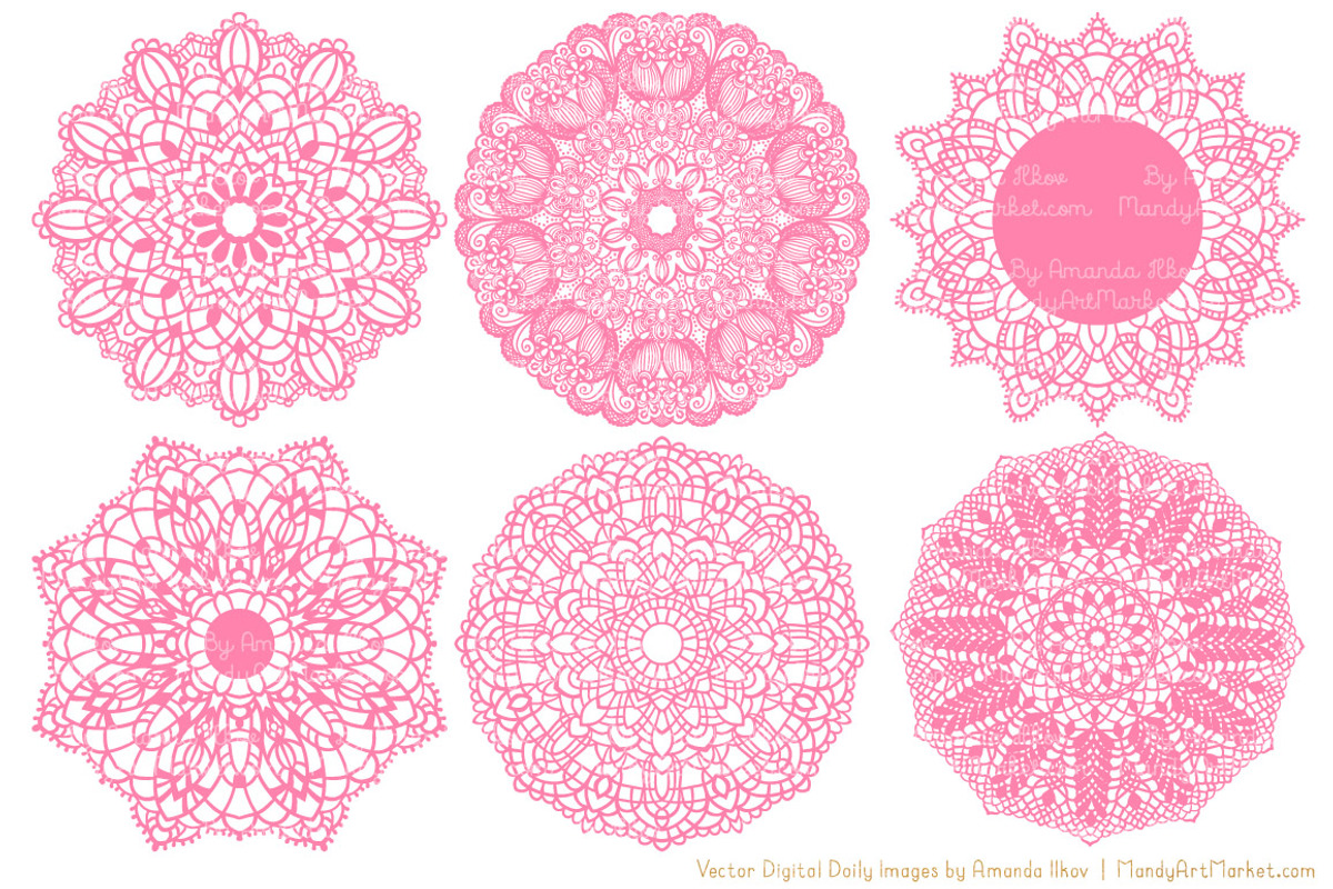 Pink Lace Vectors, Doily Clipart, an Illustration by Amanda Ilkov (Photo 3 of 4)