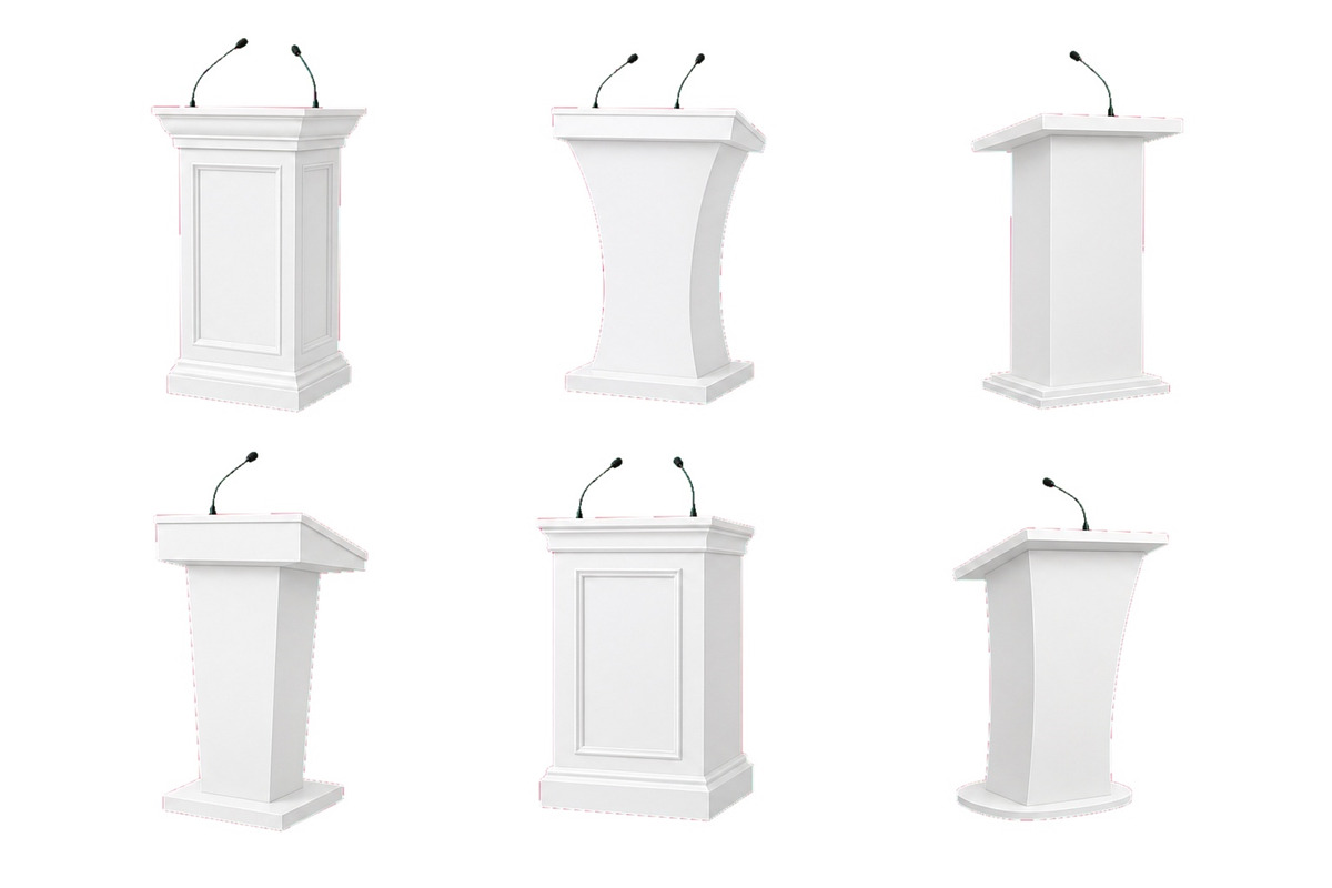 Set of white podium lecterns with, an Object Illustration by ZinetroN (Photo 2 of 3)