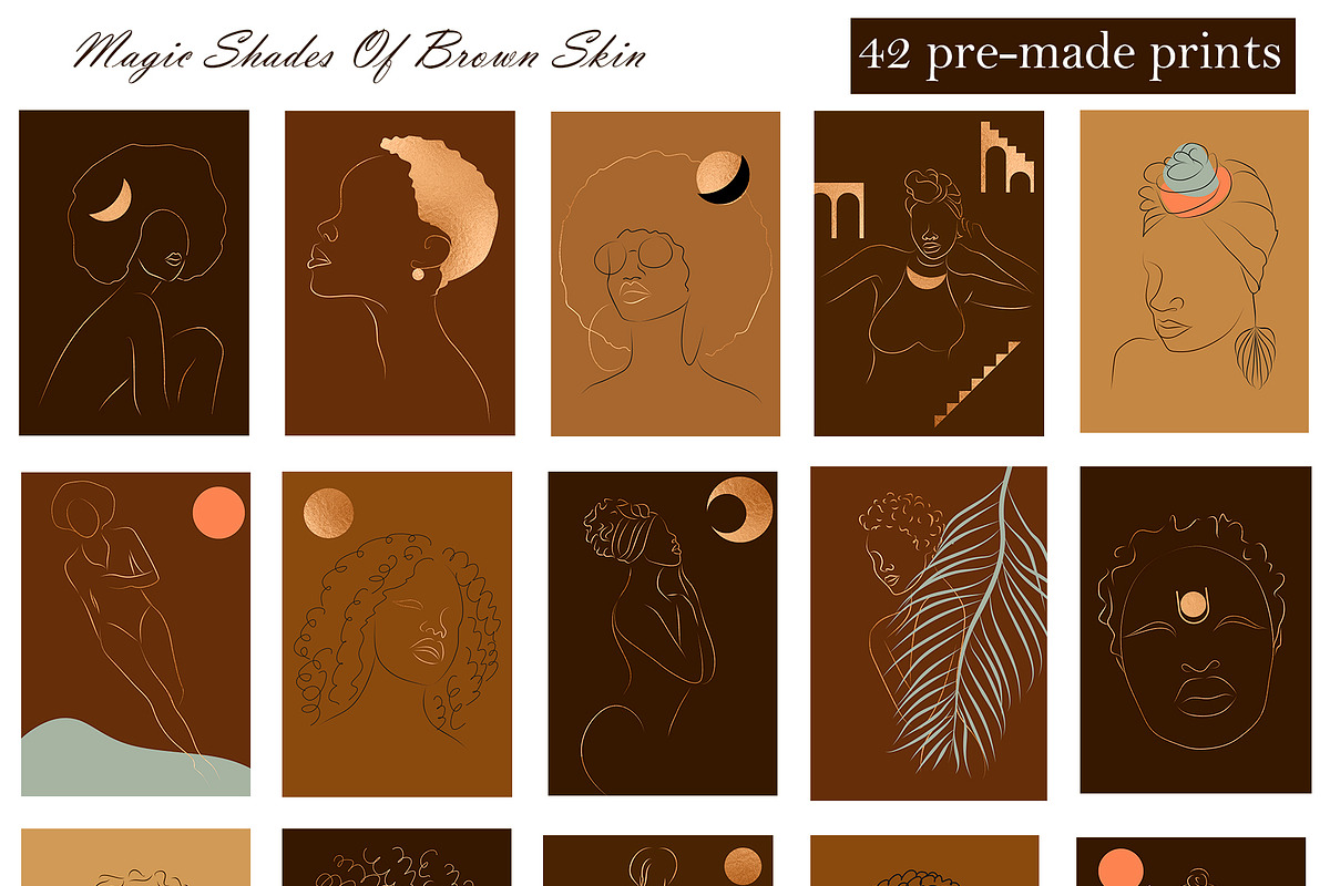 LINE ART COLLECTION MELANIN BEAUTY, an Illustration by ArtOLB (Photo 3 of 9)