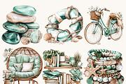 Watercolor Summer Beach Clipart, a Seasonal Illustration by BusyDaydesign (Thumbnail 3 of 9)
