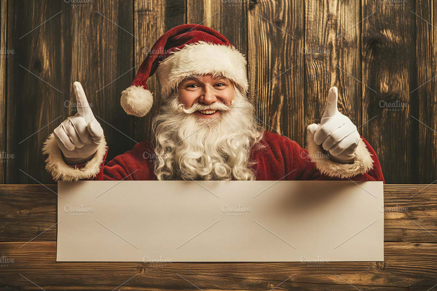 santa claus with blank sign, a Business Photo by VetalStock
