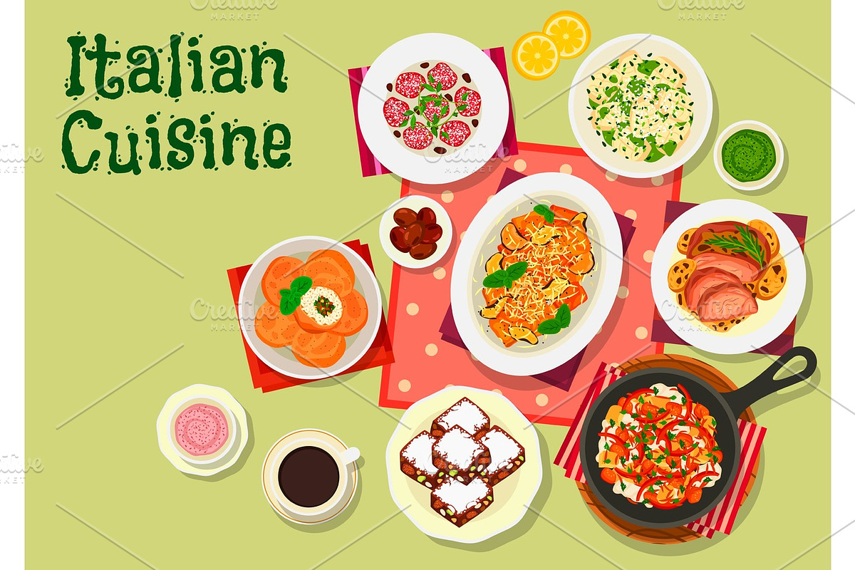 Italian cuisine lunch menu icon for food design, a Graphic by Vector ...