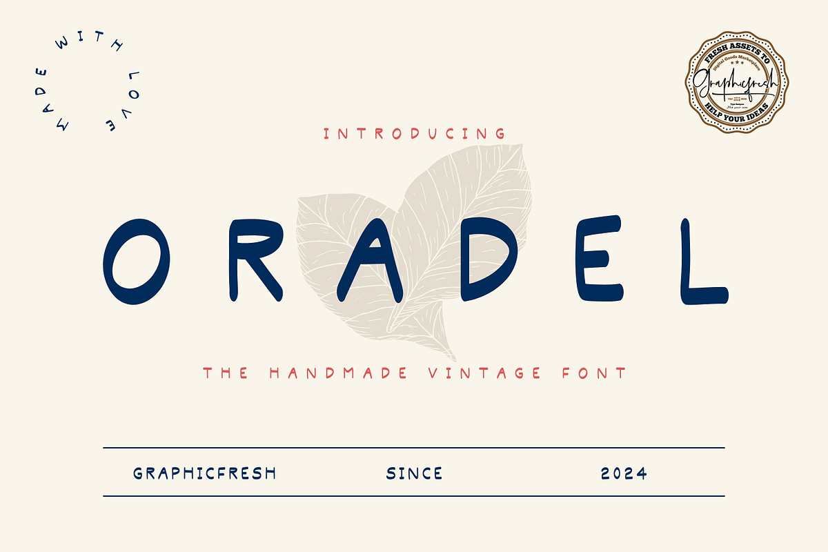 Oradel - The Handmade Vintage Sans, a Sans Serif Font by Graphicfresh (Photo 1 of 7)