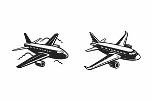 Two vintage-style airplane vectors, an Object Graphic by Billah Hub