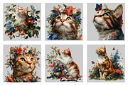 Whimsical Spring Cat Clipart, an Illustration by Black Bird Studio (Thumbnail 5 of 5)
