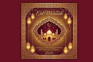 Luxury Eid Mubarak Greeting Card