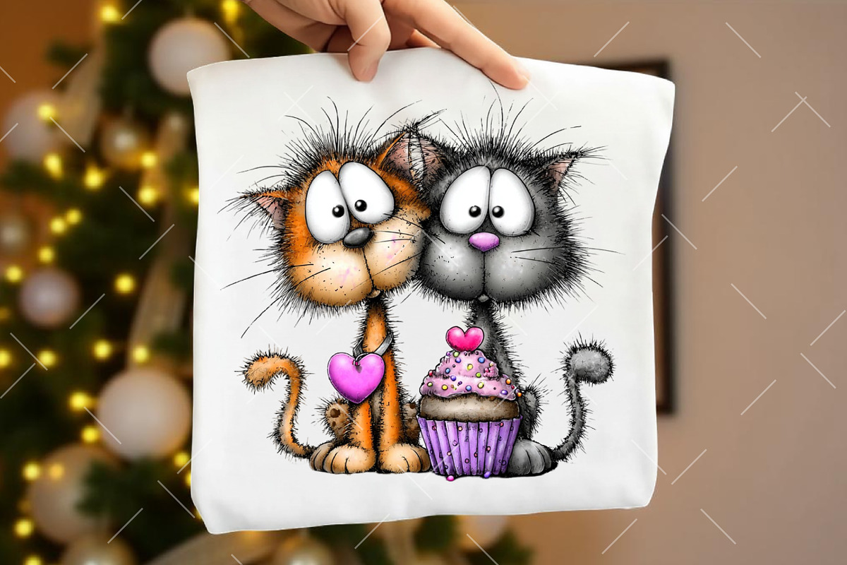 Valentine Romantic Cat Couple Clipar, an Illustration by OK Design (Photo 6 of 6)