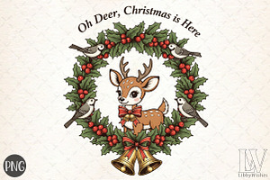 Vintage Christmas PNG, Deer, a Graphic by Libby Wishes
