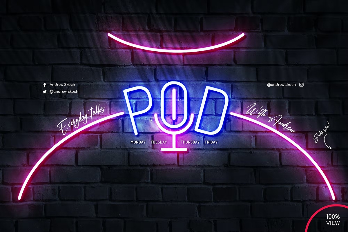 Neon Podcast YouTube Templates, a Social Media Template by Andrew Skoch Design (Photo 5 of 8)