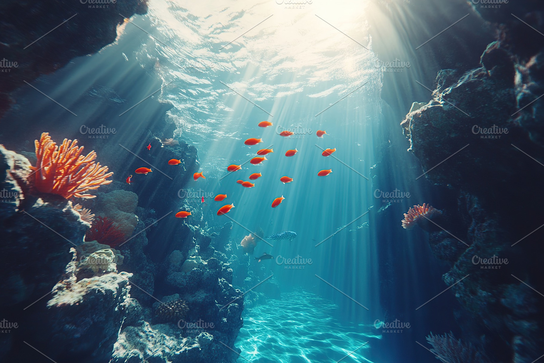 Exploring vibrant underwater coral reefs filled with colorful fish and stunning, a Photo by AlyaAnd