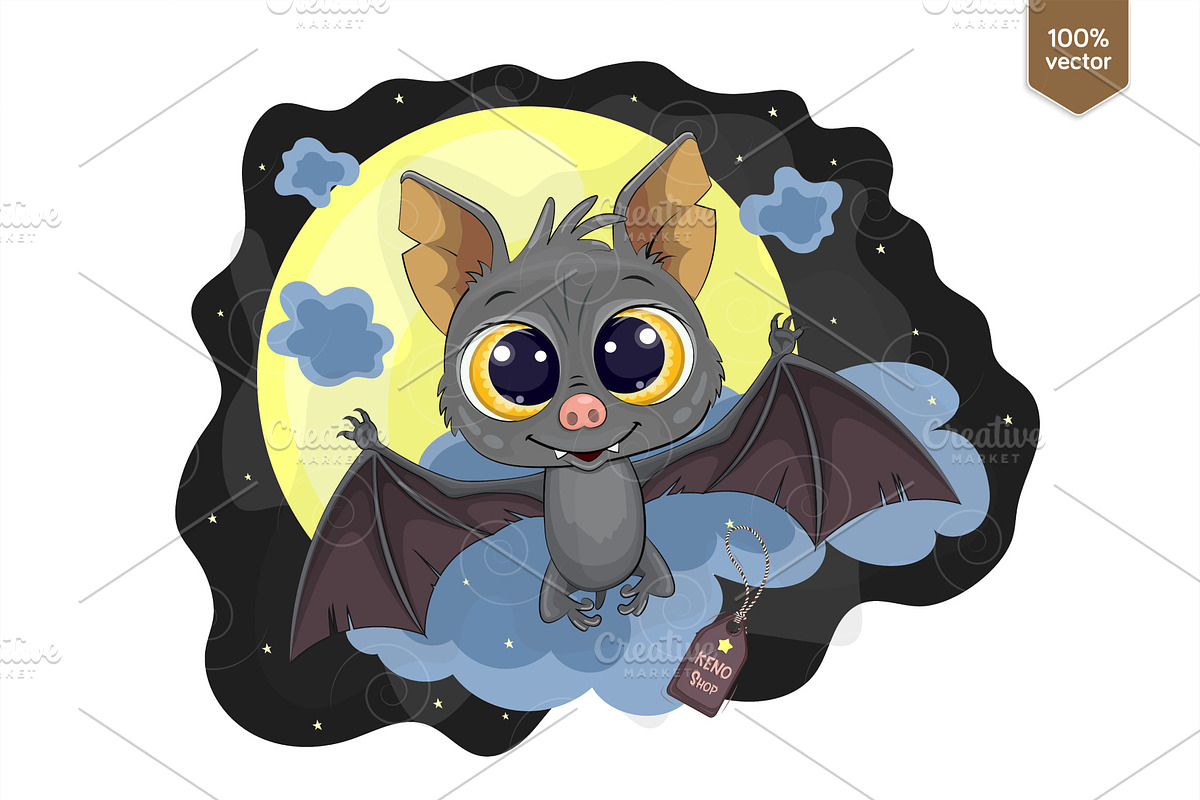 Cute halloween bat. Tshirt, PNG., an Animal Illustration by KENO Mascots (Photo 2 of 6)