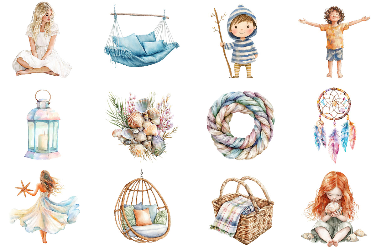 Boho Beach Clipart, an Illustration by CitraGraphics (Photo 4 of 5)