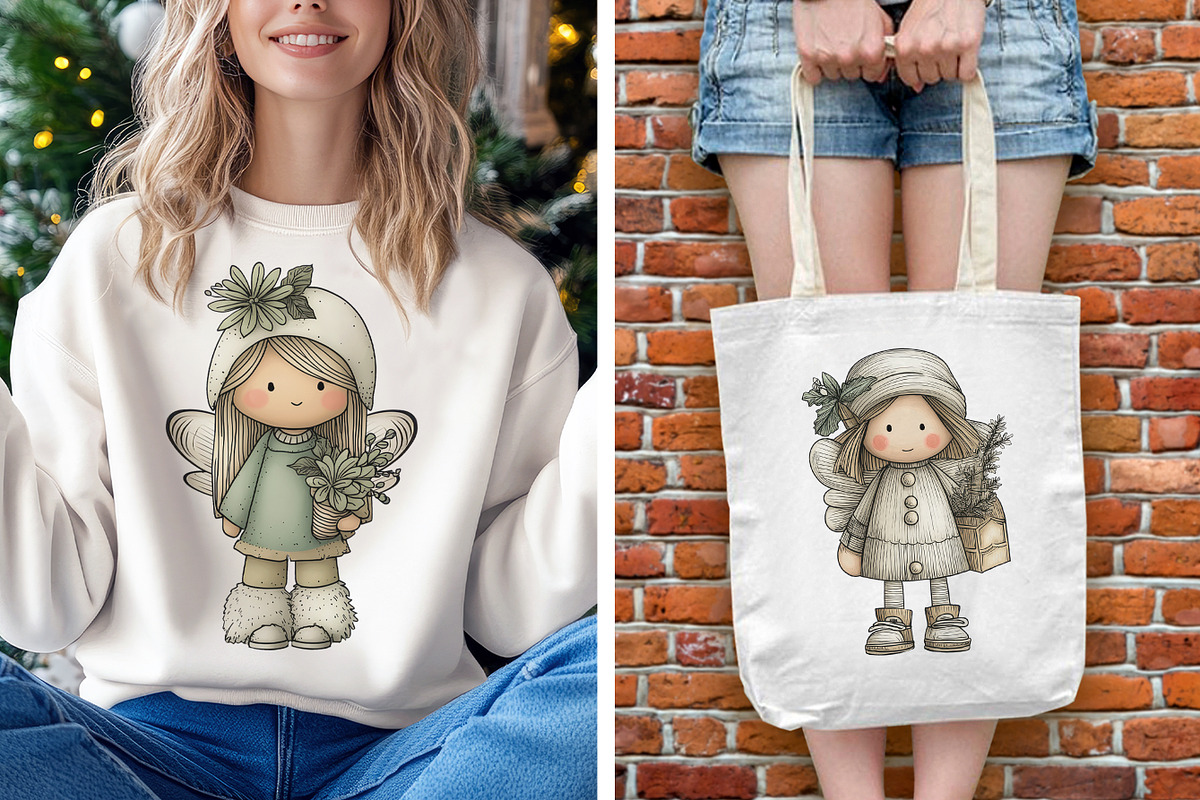 Whimsy Christmas Fairy Girl Clipat, a Seasonal Illustration by V Design Creator (Photo 8 of 8)