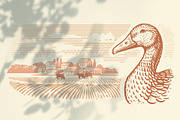 Vintage village. Vector set., an Animal Illustration by bioraven (Thumbnail 9 of 13)