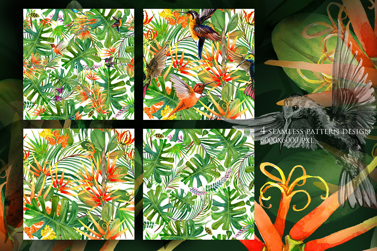 Watercolor Tropical plant & Bird, an Object Graphic by FineArt (Photo 17 of 22)