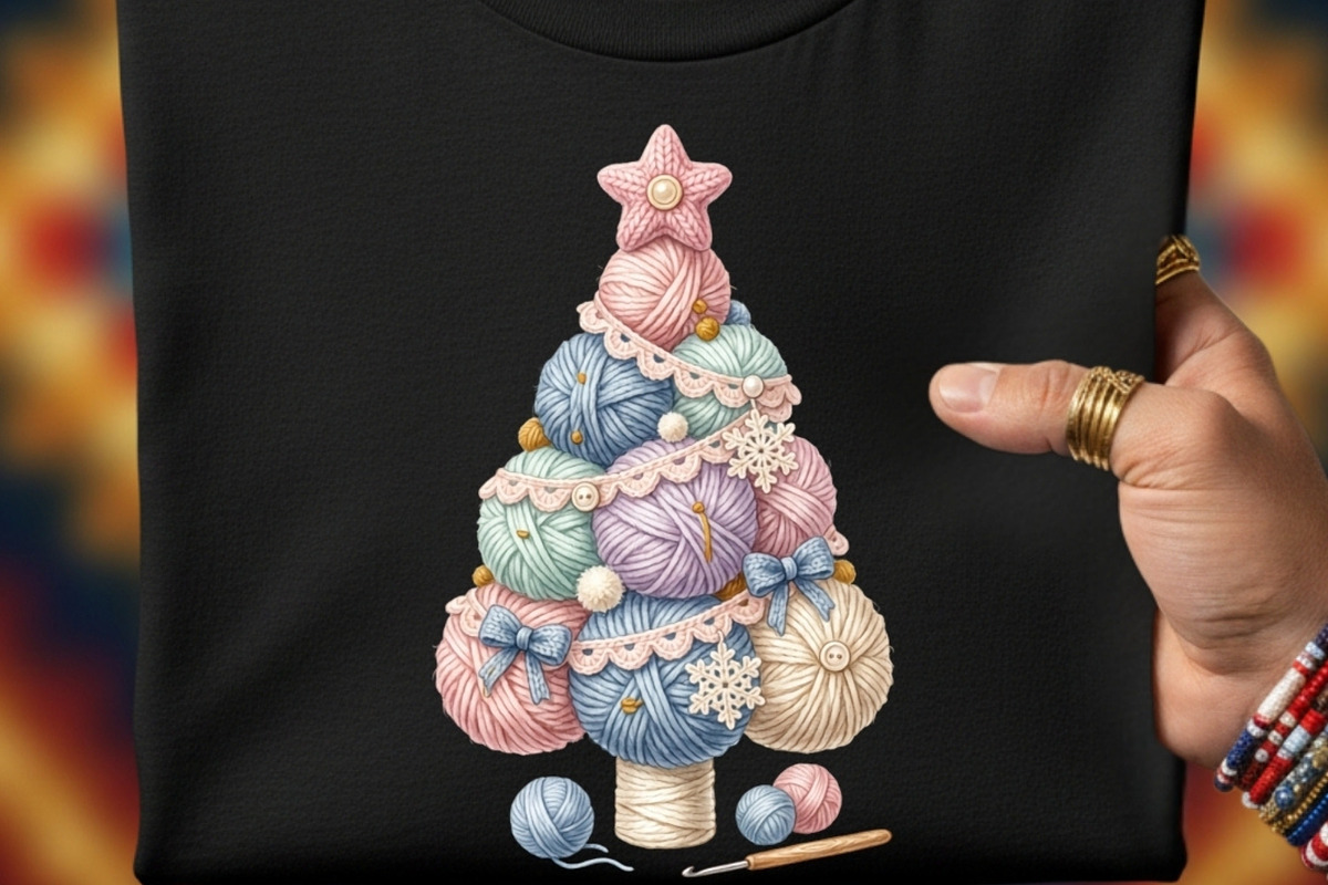Handmade Yarn Christmas Tree Clipart, a Seasonal Illustration by Tanya Kart (Photo 2 of 10)