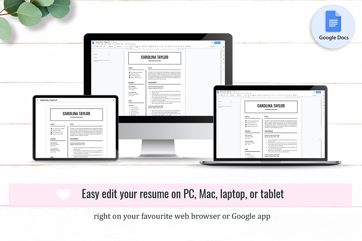 Google Docs Resume Template 01, a Resume Template by GResume (Photo 8 of 8)