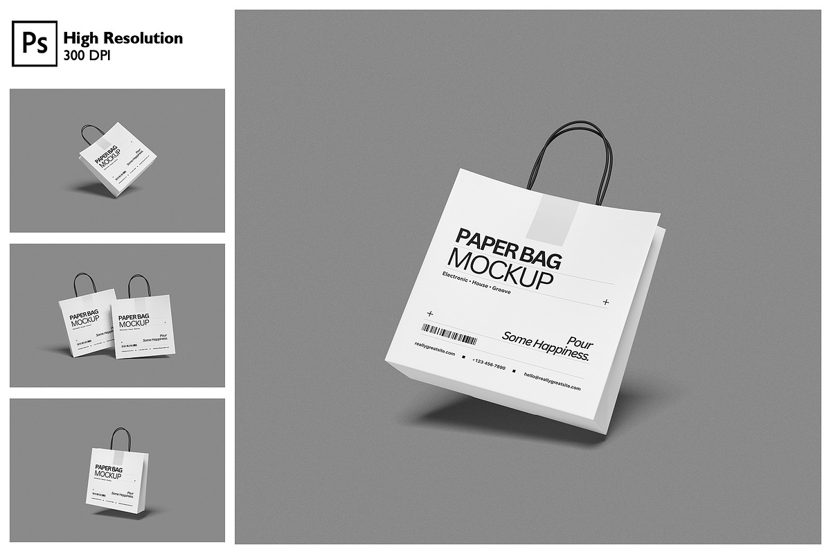 Minimal Paper Bag Mockup, a Packaging Mockup by Gatamotion (Photo 1 of 5)