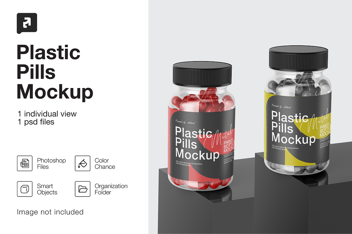 PLastik Pills Bottle Mockup, a Mockup by _Adroit_ (Photo 1 of 2)