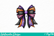 Halloween Bow PNG, Coquette Bow Png, an Illustration by Watercolor design (Thumbnail 1 of 3)