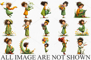 Whimsical Little Girl Spring Clipart, an Illustration by Canvas Craft (Thumbnail 3 of 7)