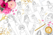 Coloring Book 15 Girls, an Illustration by GlamArtZhanna (Thumbnail 1 of 4)