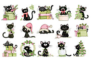 Christmas Cats PNG Clipart Bundle, a Seasonal Illustration by Nicolle's Colorful Art (Thumbnail 5 of 6)