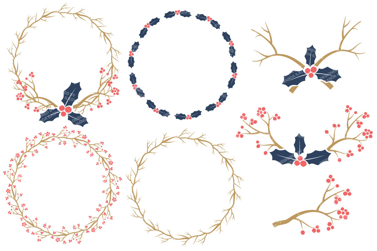 Modern Holly Clipart & Vectors, an Illustration by Amanda Ilkov (Photo 3 of 5)