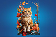 Cat Art Clipart Sublimation Bundle, a Seasonal Illustration by Craft Nest (Thumbnail 2 of 5)
