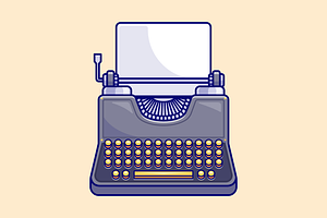 Typewriter Cartoon Illustration, a Technology Illustration by Catalyst Labs
