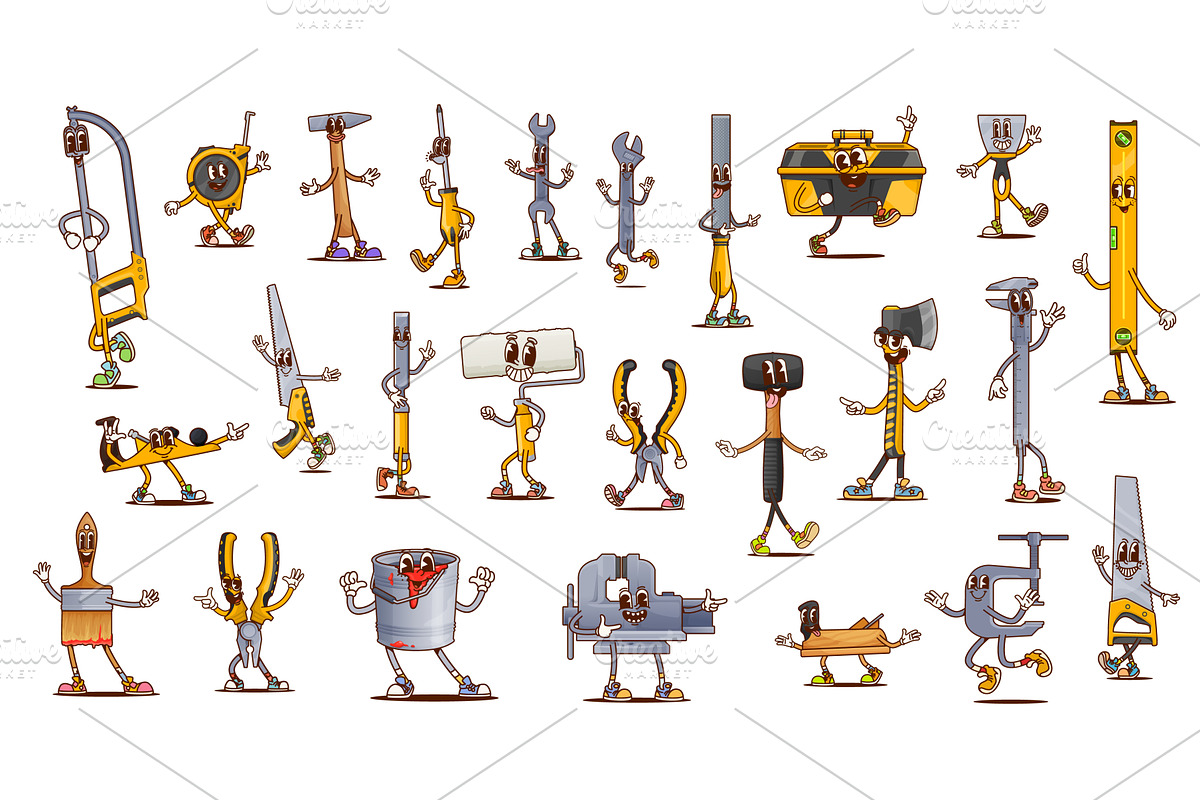 Groovy construction tools, an Object Illustration by Vector Tradition