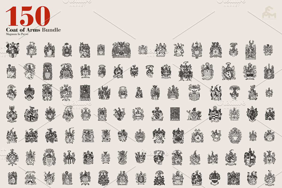 150 Coat Of Arms - Bundle, an Illustration by MARTINI Type Designer (Photo 3 of 3)