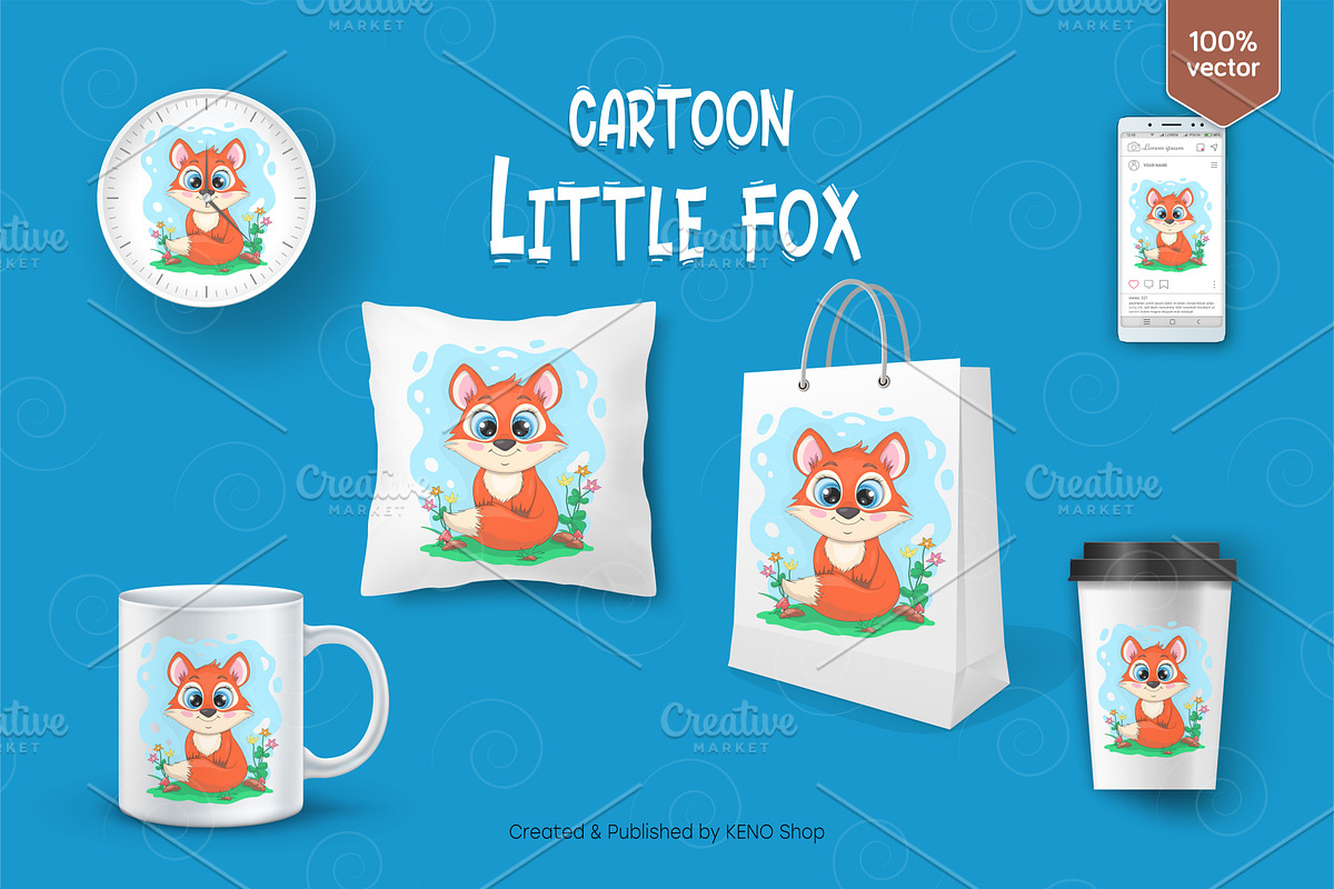 Little cartoon Fox. Tshirt, PNG., an Animal Illustration by KENO Mascots (Photo 3 of 4)