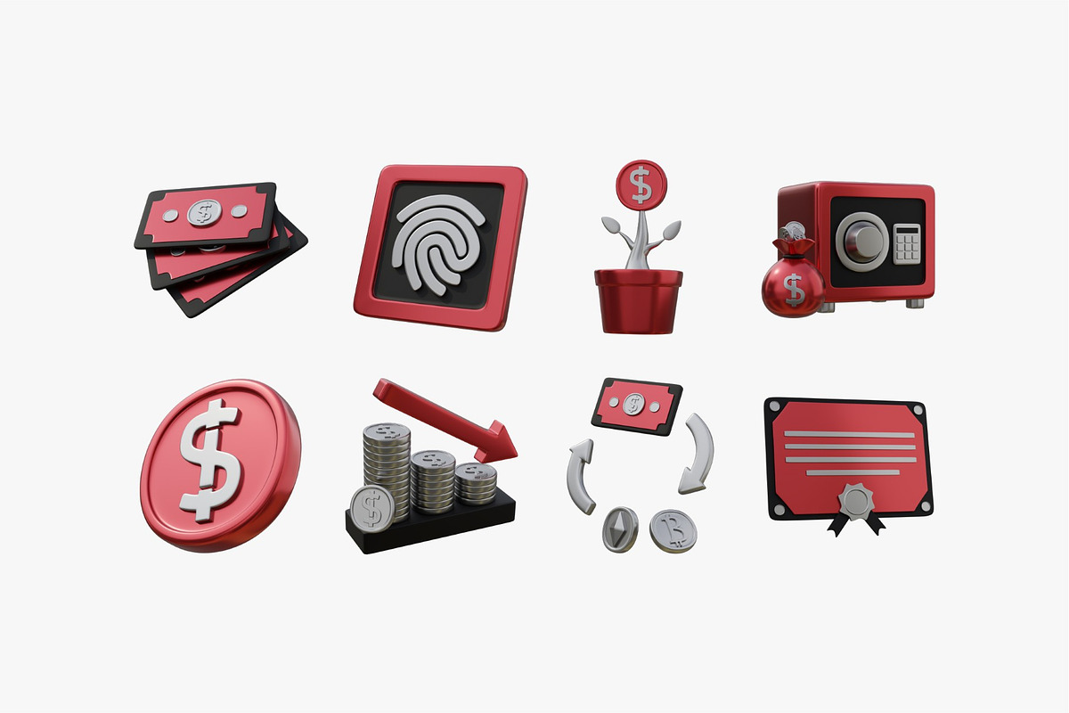 Fintech & Banking 3D Icons Pack, an Object Illustration by graphicook (Photo 3 of 3)