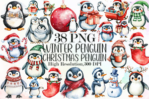 Winter Penguin Christmas Penguin, an Illustration by Sublimation Artist