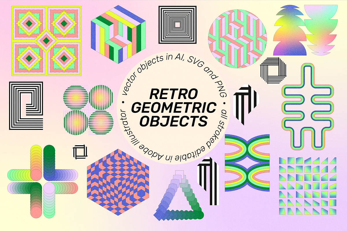 SuperSpectiva Retro Geo Clipart, an Object Graphic by angelainthefields (Photo 3 of 17)