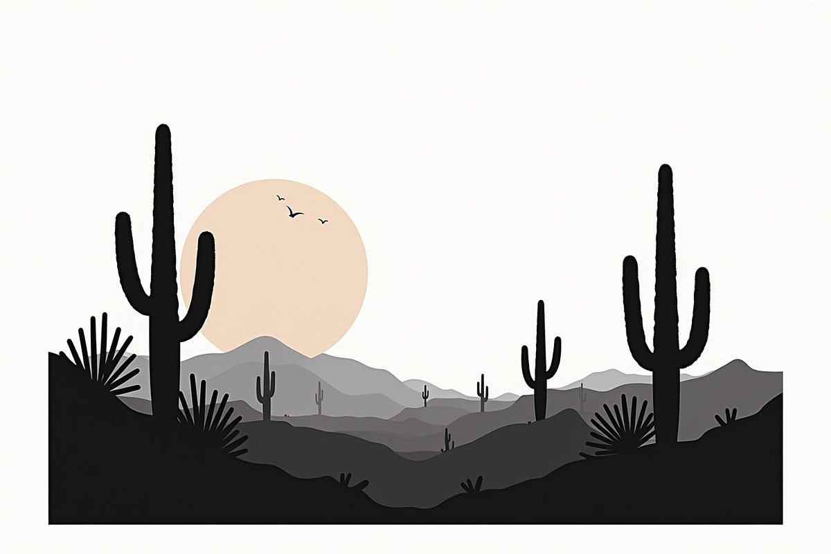 Wild Desert Cactus Scene Set, an Illustration by Creativeshirt (Photo 9 of 15)