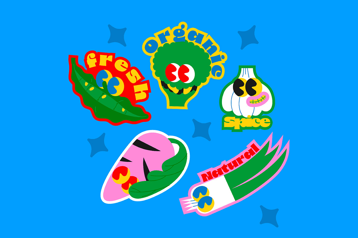 Blue Veggie Sticker Illustration, an Object Illustration by graphicook